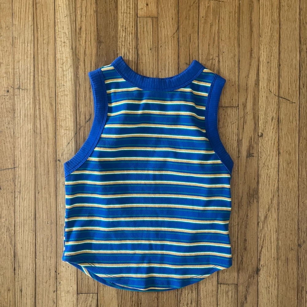 Universal Thread Blue and Yellow Striped Crop Top